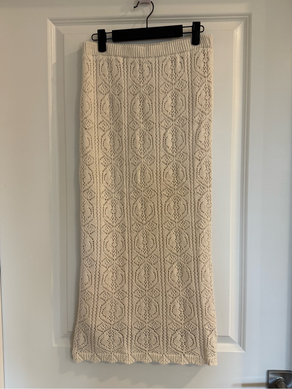 Freshman 1996 Cream Knit Crochet Maxi Skirt